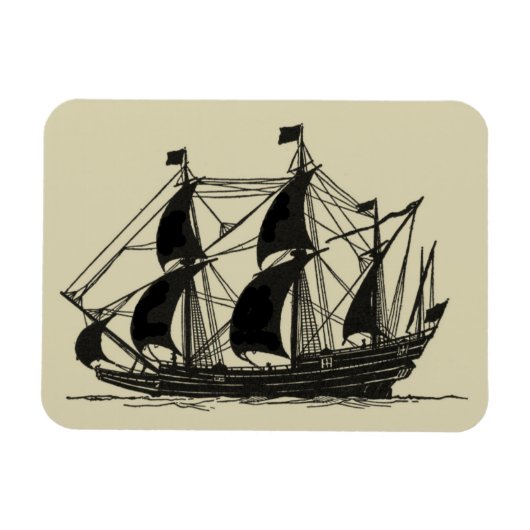 Silhouette of Ship met buigende nagels Magneet (Horizontaal)