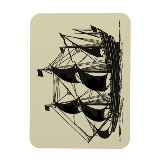Silhouette of Ship met buigende nagels Magneet (Verticaal)