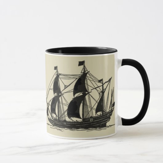 Silhouette of Ship met buigende nagels Mok (Rechts)
