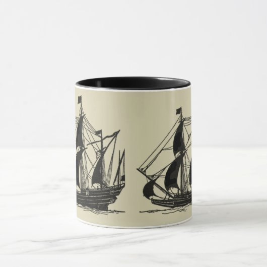 Silhouette of Ship met buigende nagels Mok (Midden)