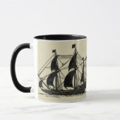 Silhouette of Ship met buigende nagels Mok (Links)