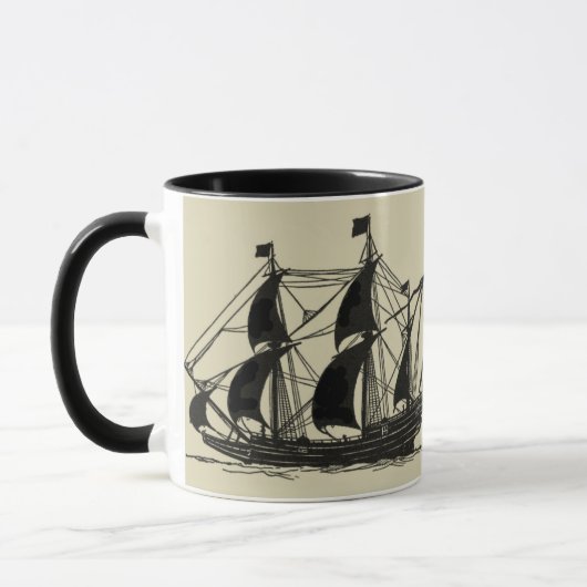 Silhouette of Ship met buigende nagels Mok (Links)