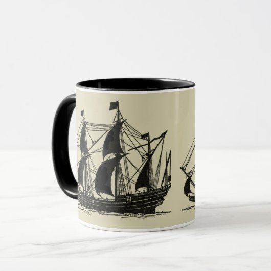 Silhouette of Ship met buigende nagels Mok (Voorkant links)