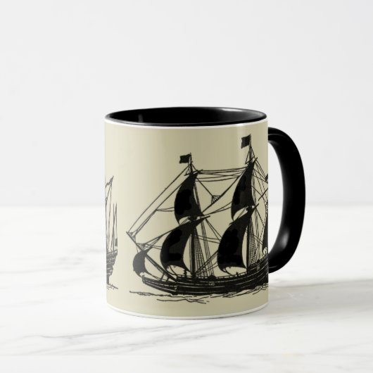 Silhouette of Ship met buigende nagels Mok (Voorkant rechts)