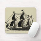 Silhouette of Ship met buigende nagels Muismat (Met muis)