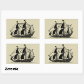 Silhouette of Ship met buigende nagels Rechthoekige Sticker (Vel)