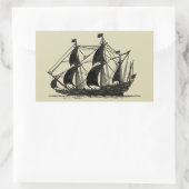 Silhouette of Ship met buigende nagels Rechthoekige Sticker (Tas)