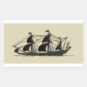 Silhouette of Ship met buigende nagels Rechthoekige Sticker