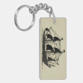 Silhouette of Ship met buigende nagels Sleutelhanger (Voorkant Links)