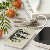 Silhouette of Ship met buigende nagels Sleutelhanger (Voorkant Rechts)