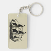 Silhouette of Ship met buigende nagels Sleutelhanger (achterkant)