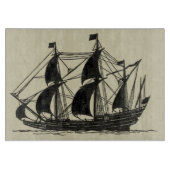 Silhouette of Ship met buigende nagels Snijplank (Voorkant)