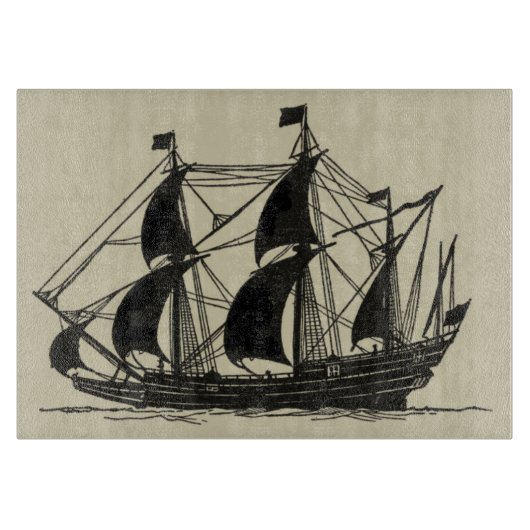 Silhouette of Ship met buigende nagels Snijplank (Voorkant)