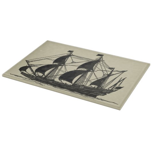 Silhouette of Ship met buigende nagels Snijplank (Hoek)