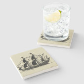 Silhouette of Ship met buigende nagels Stenen Onderzetter (Zijkant)