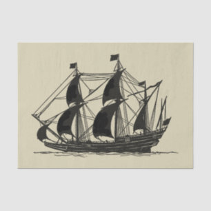 Silhouette of Ship met buigende nagels Tissuepapier