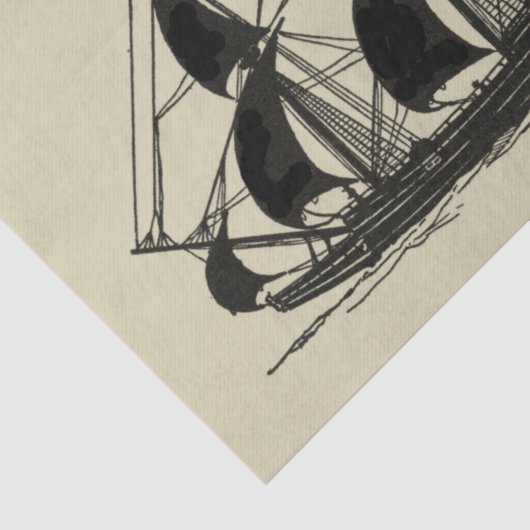 Silhouette of Ship met buigende nagels Tissuepapier (Detail)