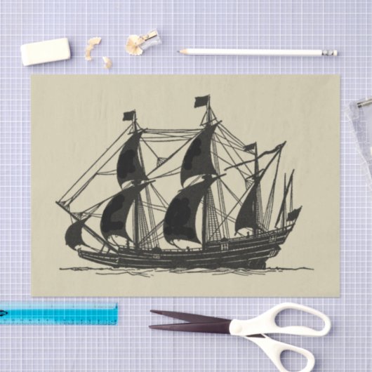 Silhouette of Ship met buigende nagels Tissuepapier (Craft)