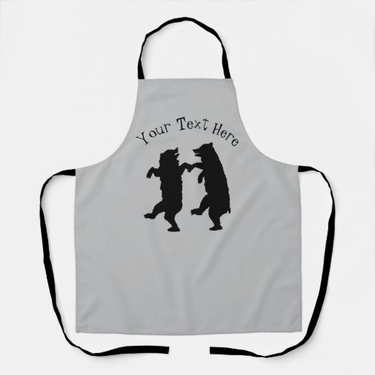 Silhouette of Two Black Beren Dansend Samen Schort (Voorkant)