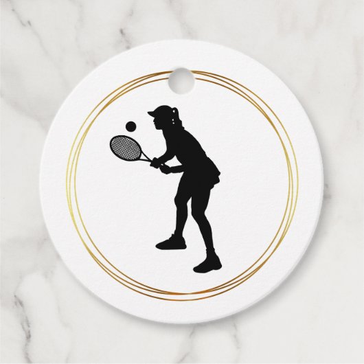 Silhouette of Vrouw Tennis Player Gift Label (Voorkant)