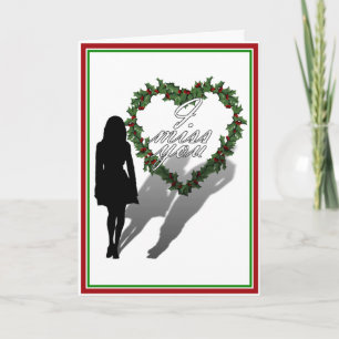 Silhouette of Woman Missing Man Kerstmis Feestdagen Kaart
