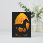 Silhouette Paard en Bloem Ei Gelukkig Pasen Briefkaart (Staand voorkant)