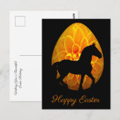 Silhouette Paard en Bloem Ei Gelukkig Pasen Briefkaart (Voorkant / Achterkant)