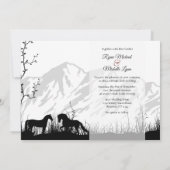 Silhouette Paarden en Berg Zwart Wit Trouwen Kaart (Achterkant)
