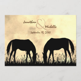 Silhouette Paarden Grazen In Het Veld Sunset Weddi Kaart