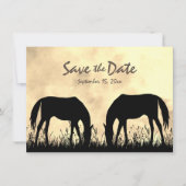 Silhouette Paarden Grazen In Het Veld Sunset Weddi Save The Date (Voorkant)