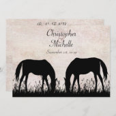 Silhouette paarden grazen paard bruiloft kaart (Voorkant / Achterkant)