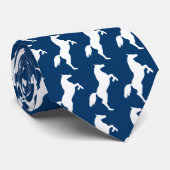 Silhouette Paarden Patroon | Blauw Stropdas (Opgerold)