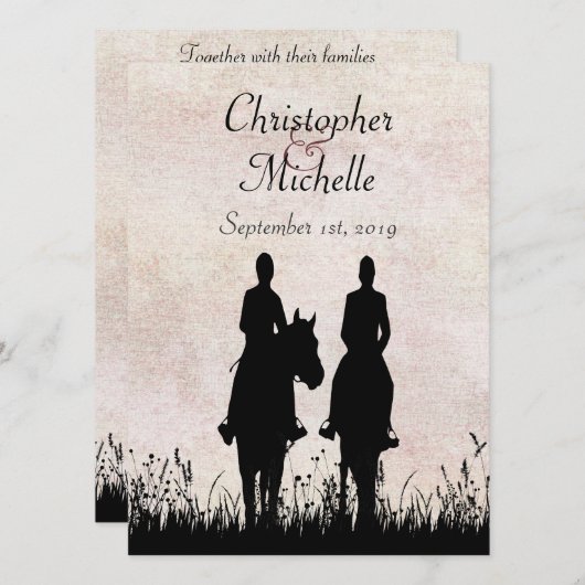 Silhouette Paardrijden Paardenbruiloft Kaart (Voorkant / Achterkant)