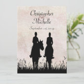 Silhouette Paardrijden Paardenbruiloft Kaart (Staand voorkant)