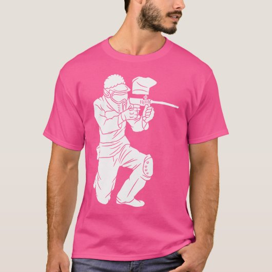 Silhouette Paintball Player Shooter Target Shootin T-shirt (Voorkant)