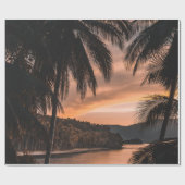 Silhouette palmboom tijdens het gouden uur cadeaupapier (Vlak)