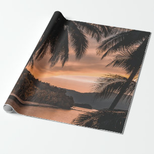 Silhouette palmboom tijdens het gouden uur cadeaupapier