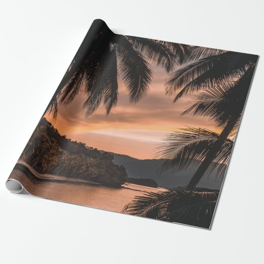 Silhouette palmboom tijdens het gouden uur cadeaupapier (Uitgerold)