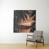 Silhouette palmboom tijdens het gouden uur wandkleed (In situ)