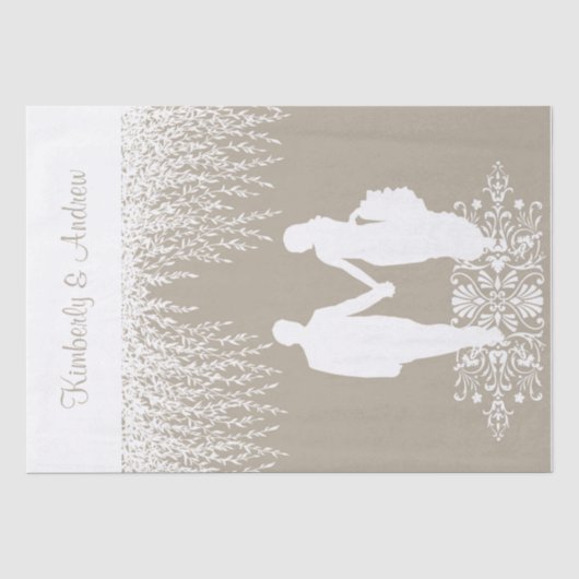 Silhouette Pas getrouwd van Elegant Taupe Tissuepapier (Voorkant)