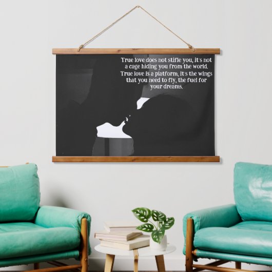 Silhouette passion in love quote hangend wandkleed (Woonkamer)