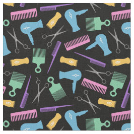 Silhouette Patroon Pastels & Black Hair Tool Stof