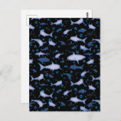 Silhouette Pattern (zwart en blauw) Briefkaart (Voorkant / Achterkant)