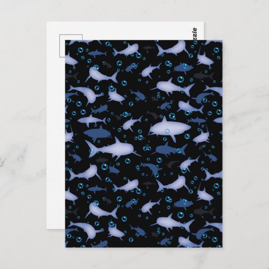 Silhouette Pattern (zwart en blauw) Briefkaart (Voorkant / Achterkant)