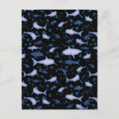 Silhouette Pattern (zwart en blauw) Briefkaart (Voorkant)