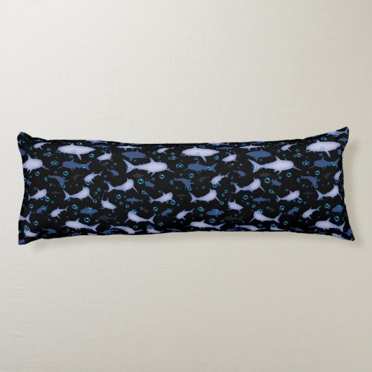 Silhouette Pattern (zwart en blauw) Lichaamskussen (Achterkant)