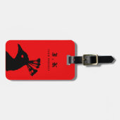 Silhouette Pauw Monogram Zwart Rood Bagagelabel (Voorkant horizontaal)
