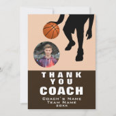 Silhouette Photo Coach voor Basketball Player Bedankkaart (Voorkant)