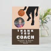 Silhouette Photo Coach voor Basketball Player Bedankkaart (Staand voorkant)