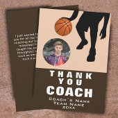 Silhouette Photo Coach voor Basketball Player Bedankkaart
